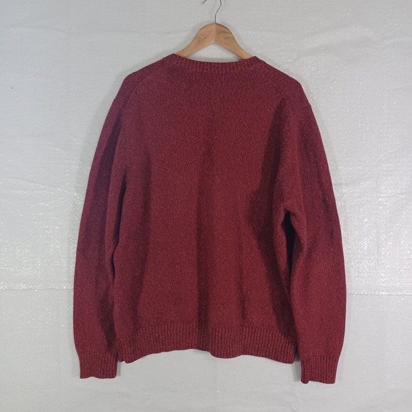 Lands End Mens XL DRIFTER Cotton Crew Neck Pullover Sweater Marled Red Cranberry - Picture 2 of 7